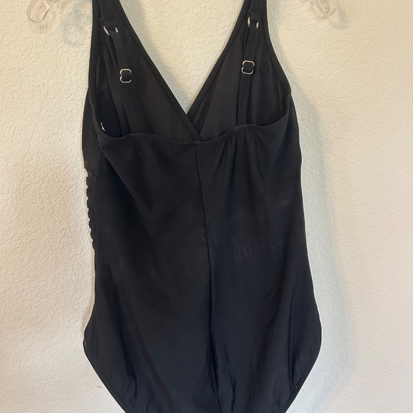 "Aqua Green" Black Women's One Piece Swimsuit Swimwear Waist Over the Shoulder - Picture 2 of 8